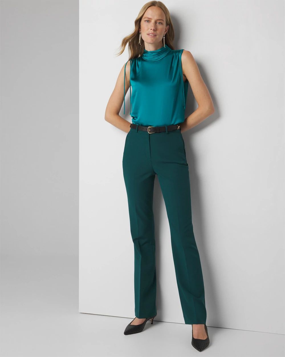 Petite Slim Flare Woven Pants White House Black Market